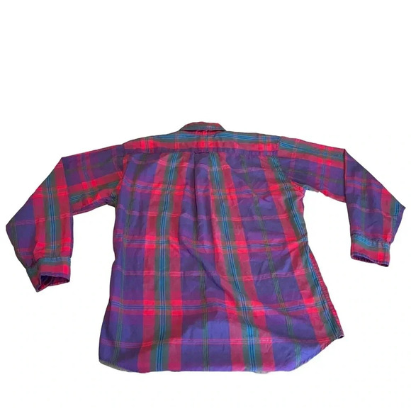 Steeple Chase Vintage Retro Men’s Long Sleeve Button Down M, Purple/Red Plaid - Picture 4 of 4